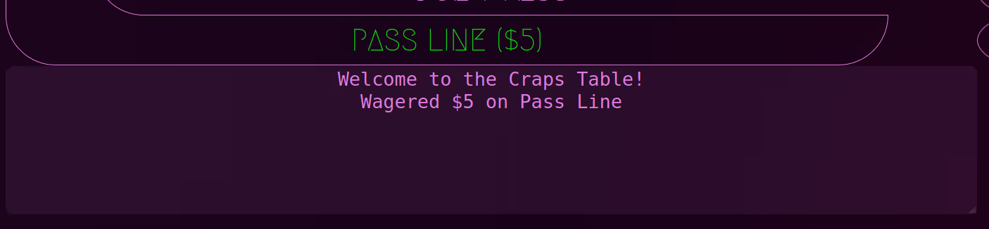 craps table point being set to six.